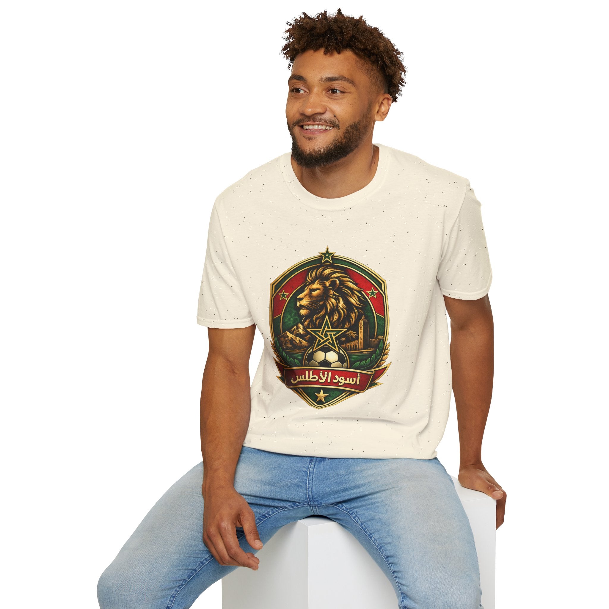 FIFA World Cup 2026 Morocco Lion Emblem T-Shirt — Arabic Script Retro Crest Tee - Oryggy