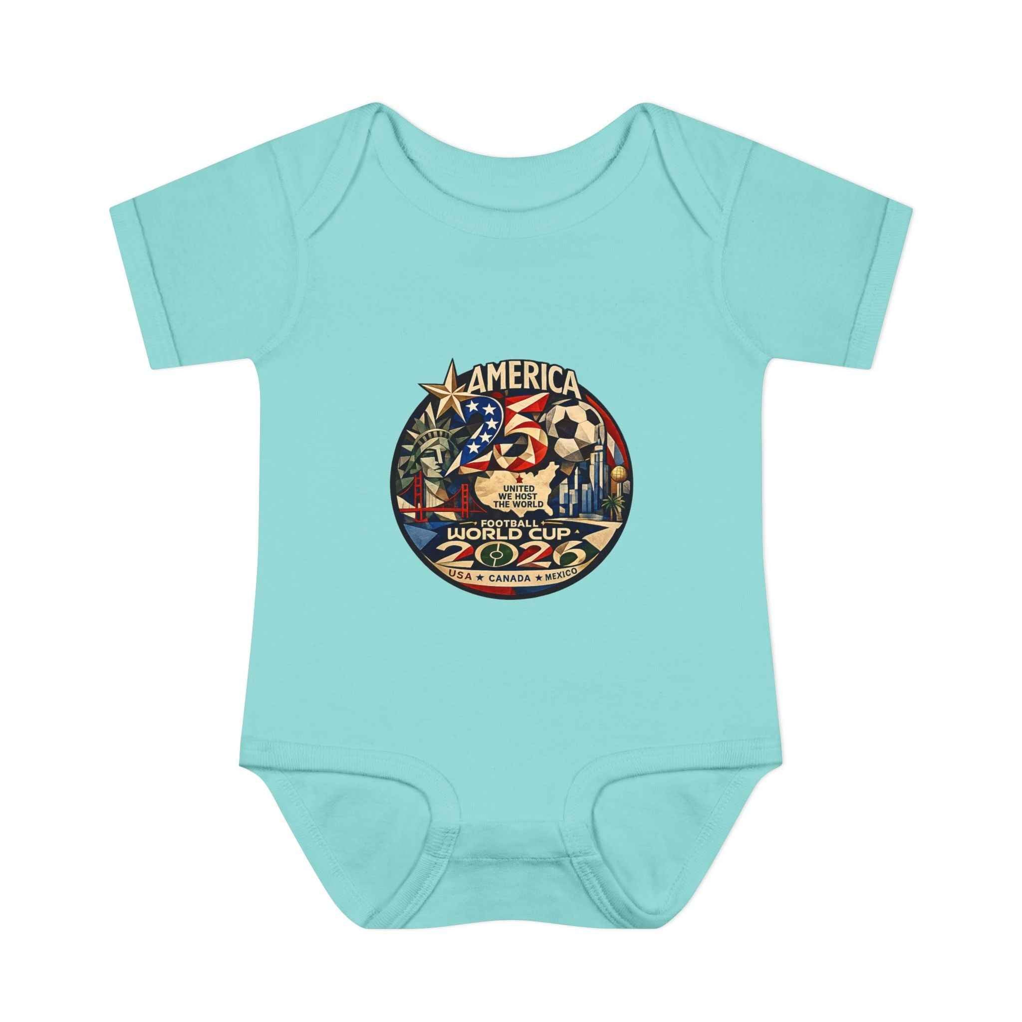 America 250 x FIFA World Cup 2026 Baby Bodysuit — Patriotic Infant Onesie for 250th Anniversary