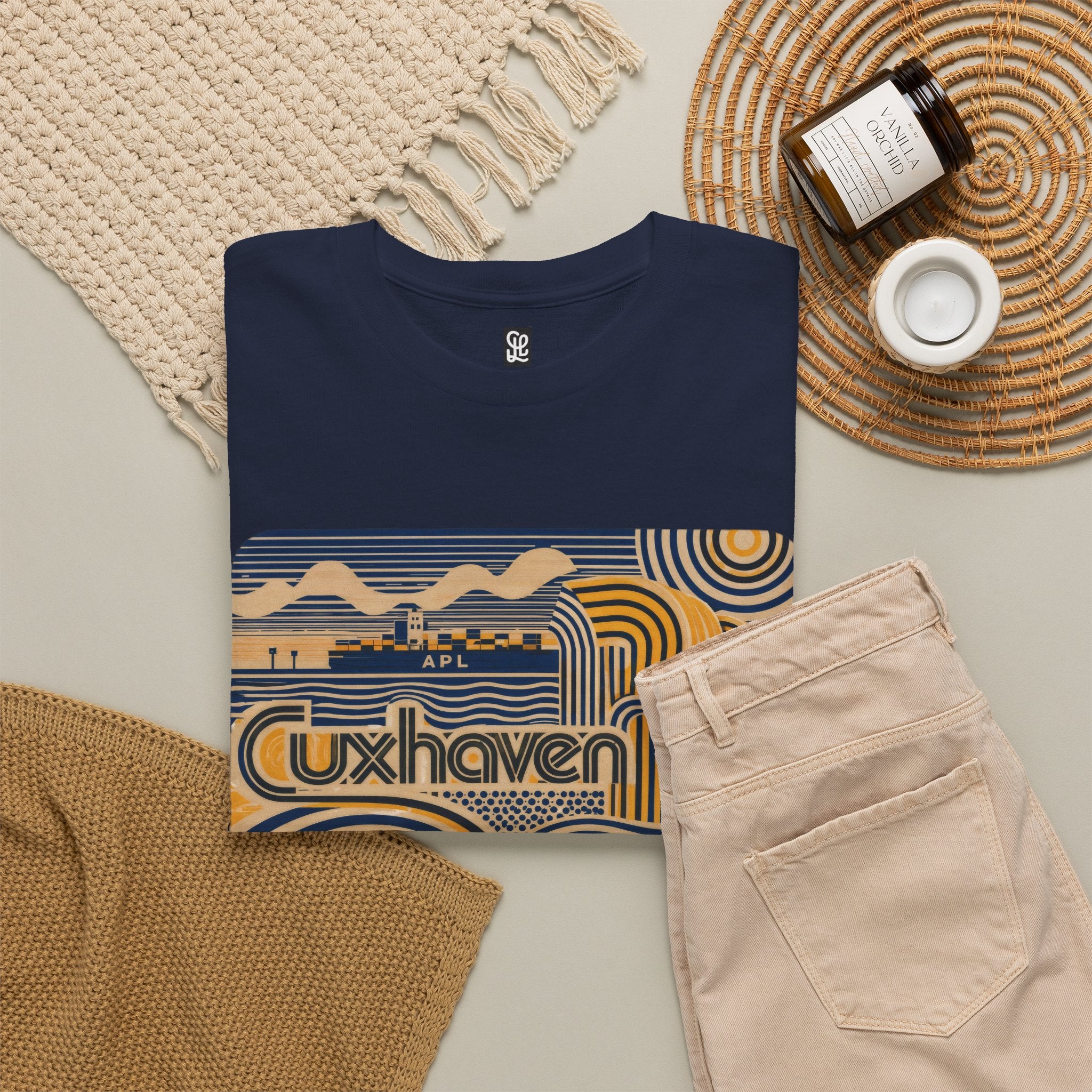 oryggy Originals Summer line Cuxhaven Retro Wave T‑Shirt — Vintage Coastal Graphic Tee