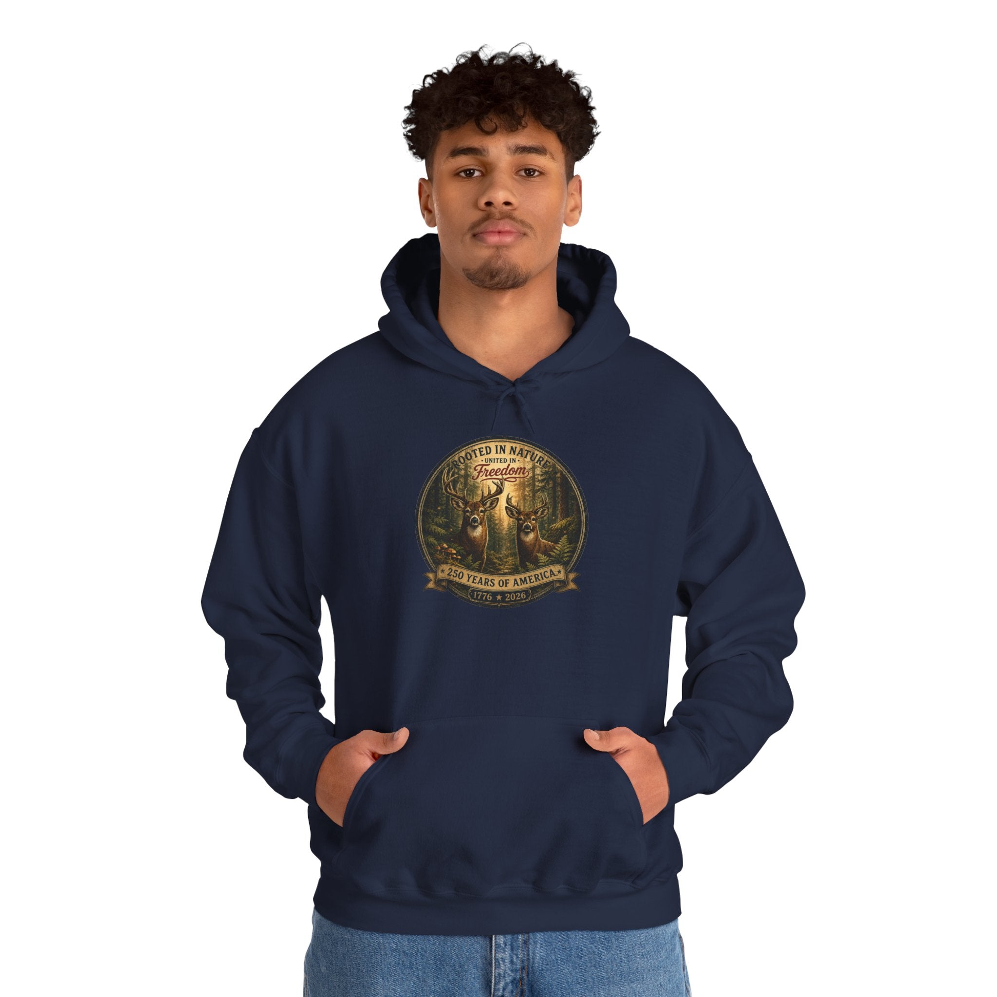 oryggy - america-250-unisex-heavy-blend™-hooded-sweatshirt-rooted-in-nature - Vintage Patriotic Apparel