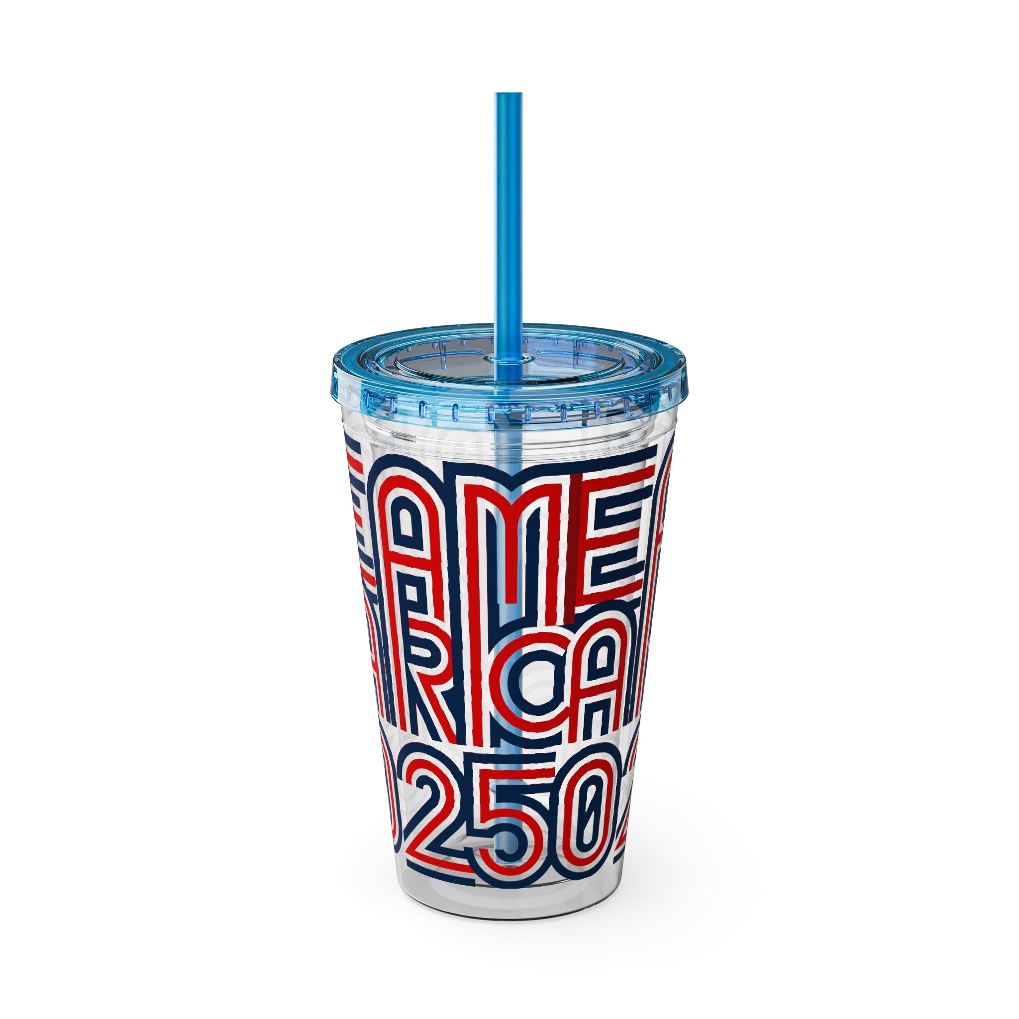 America 250 Tumbler | Patriotic Red White Blue Straw Cup