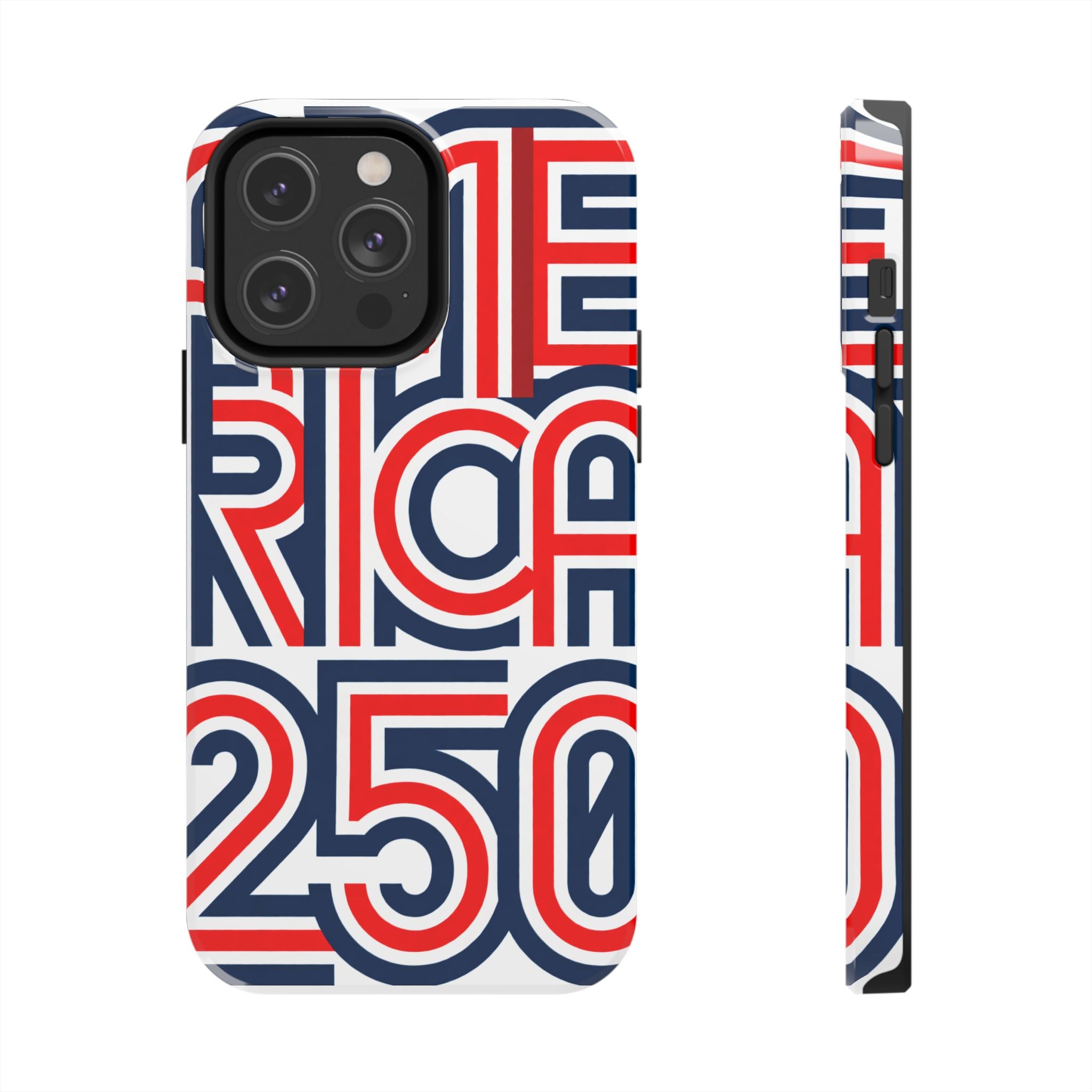 Patriotic 'America 250' Tough Phone Case – Red, White & Blue Retro Typography