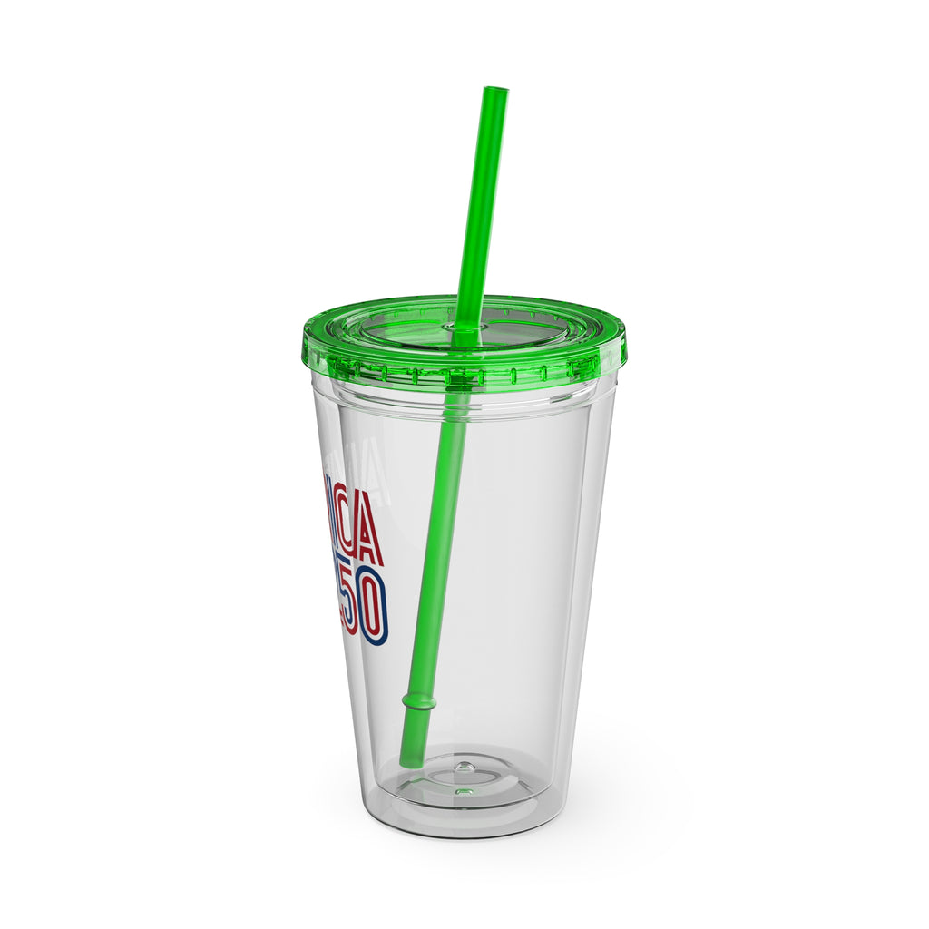 America 250 Tumbler | 16oz Clear Straw Cup