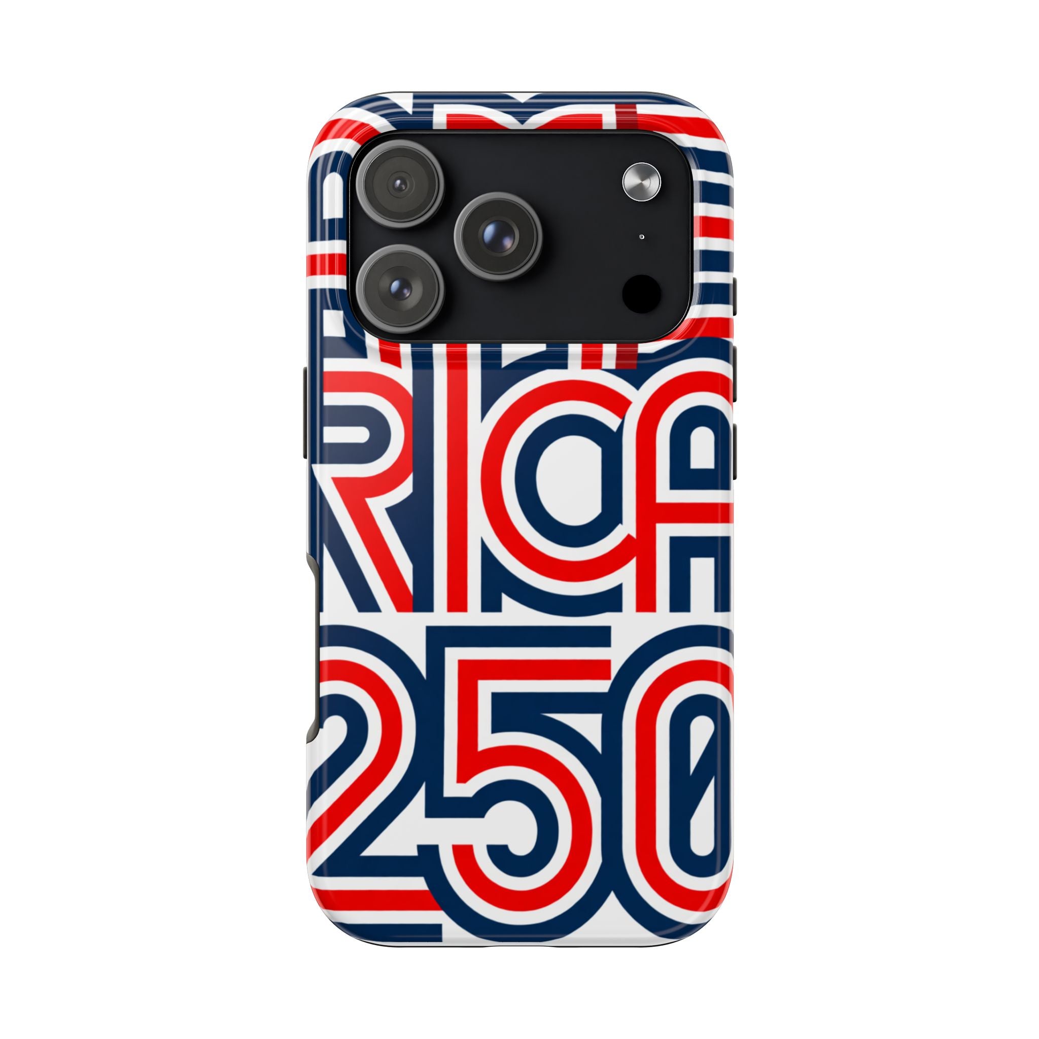 Patriotic 'America 250' Tough Phone Case – Red, White & Blue Retro Typography
