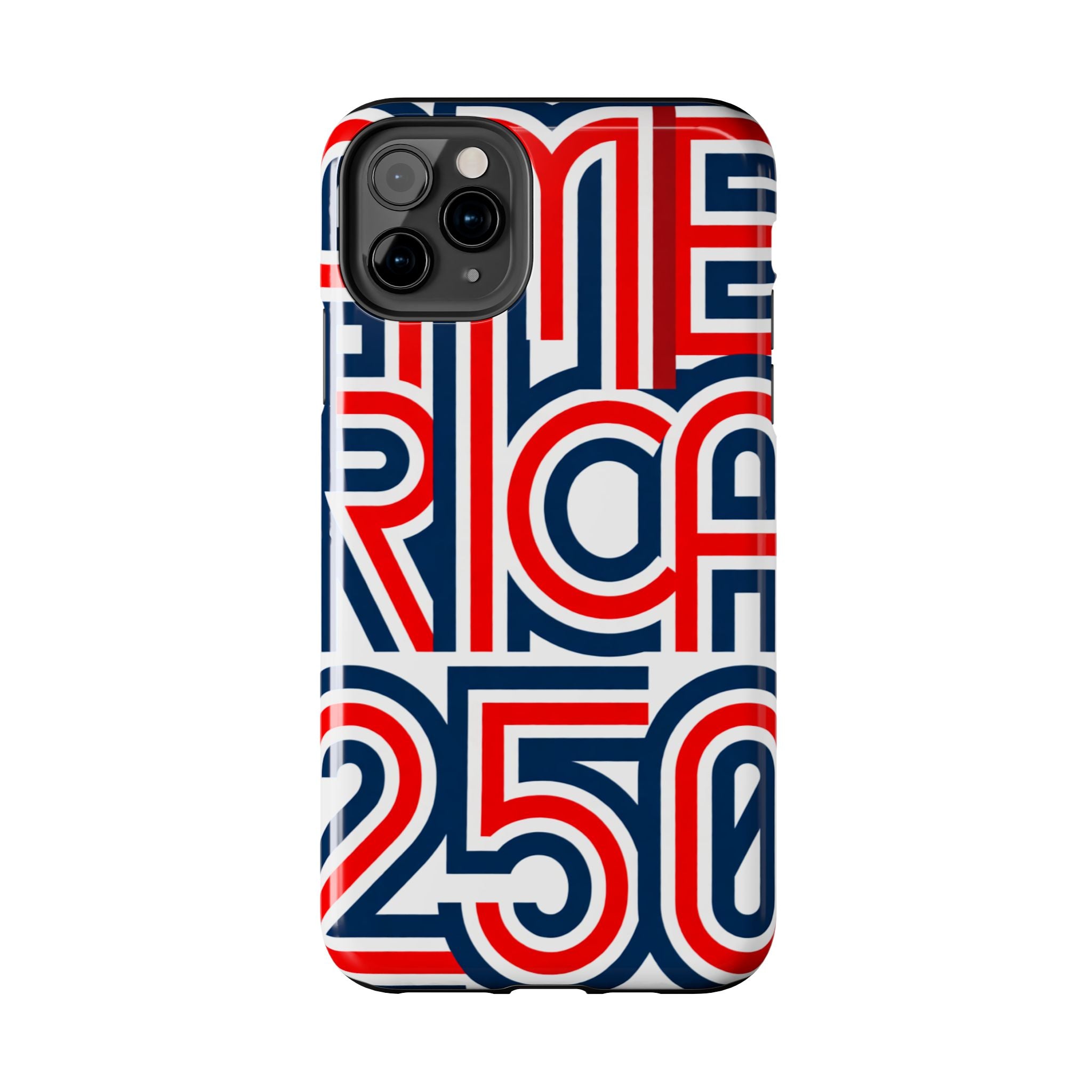 Patriotic 'America 250' Tough Phone Case – Red, White & Blue Retro Typography