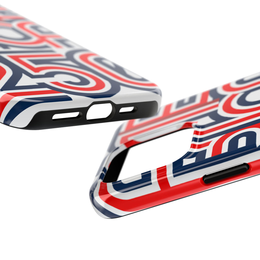 Patriotic 'America 250' Tough Phone Case – Red, White & Blue Retro Typography