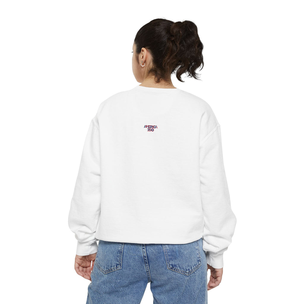 America 250 Retro Stripe Sweatshirt — Patriotic 250th Anniversary Crewneck