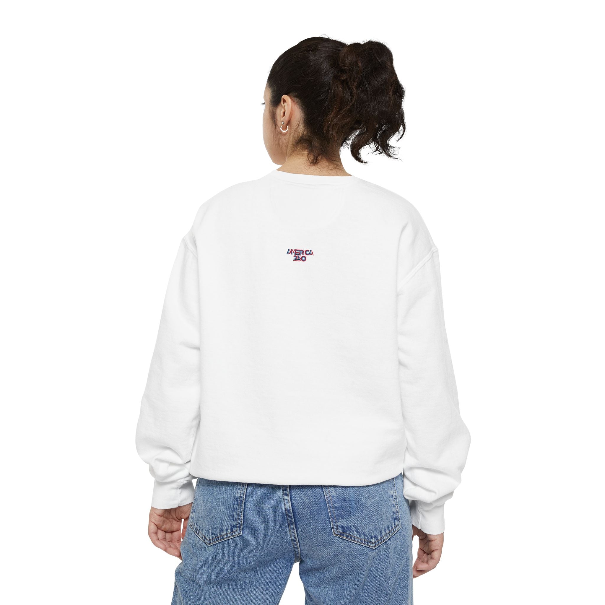America 250 Retro Stripe Sweatshirt — Patriotic 250th Anniversary Crewneck