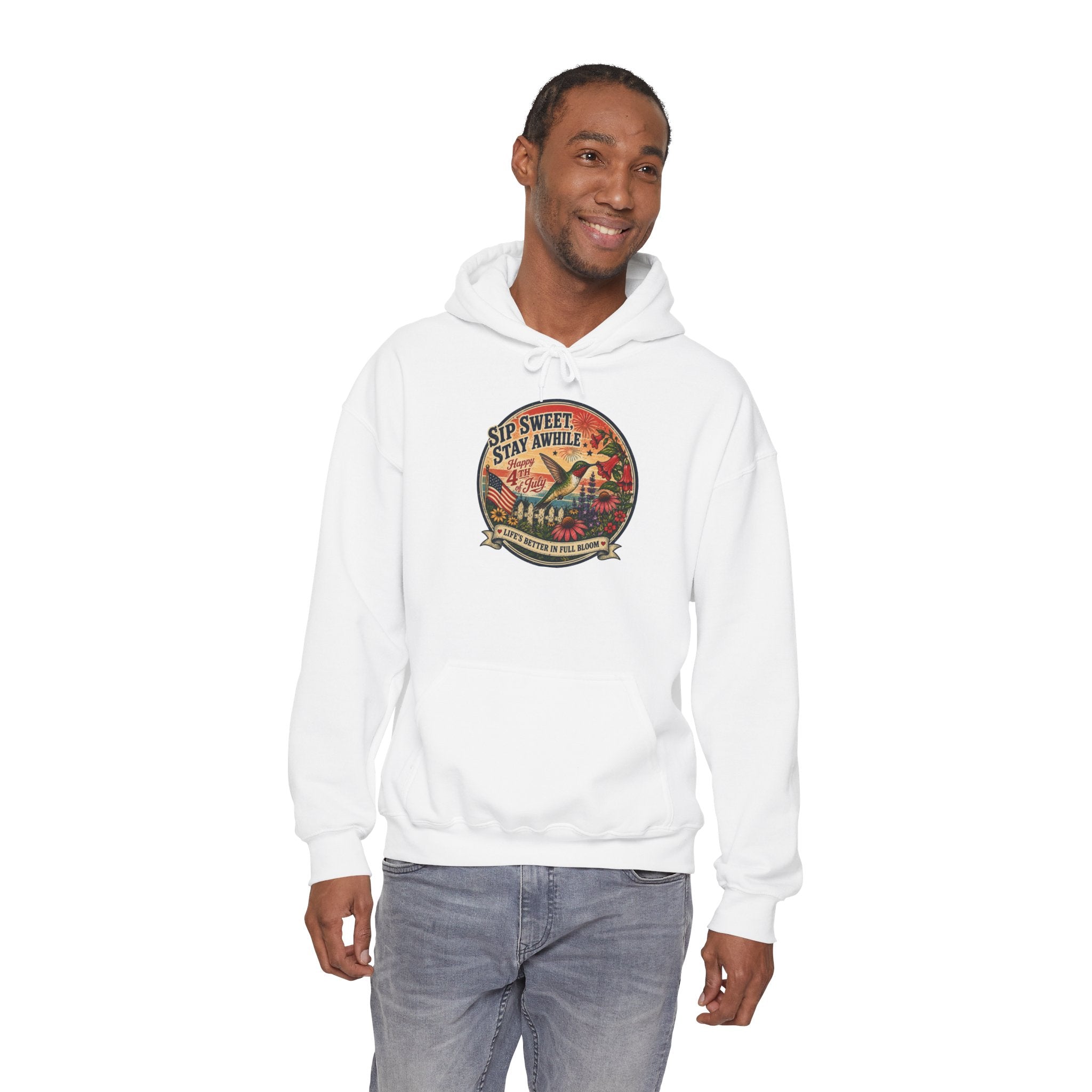 oryggy - america-250-unisex-heavy-blend™-hooded-sweatshirt-hummingbird-tee - Vintage Patriotic Apparel