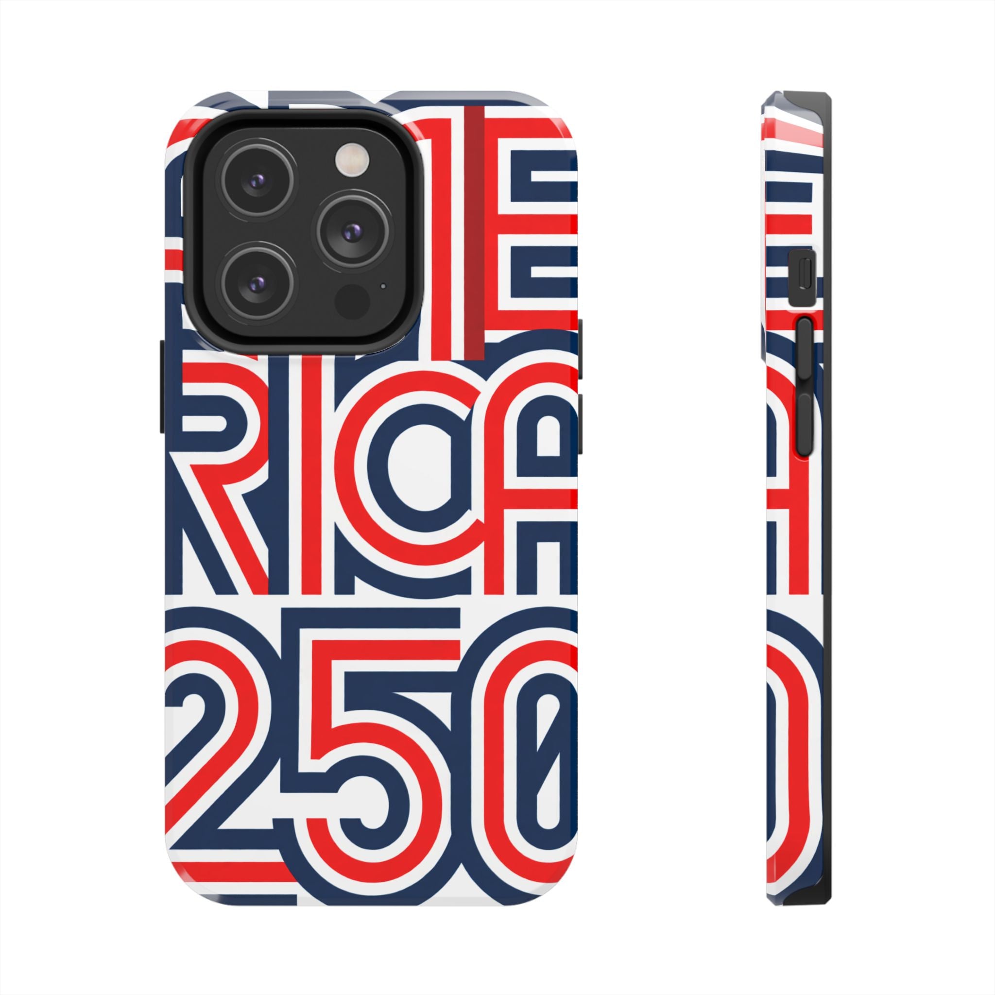 Patriotic 'America 250' Tough Phone Case – Red, White & Blue Retro Typography