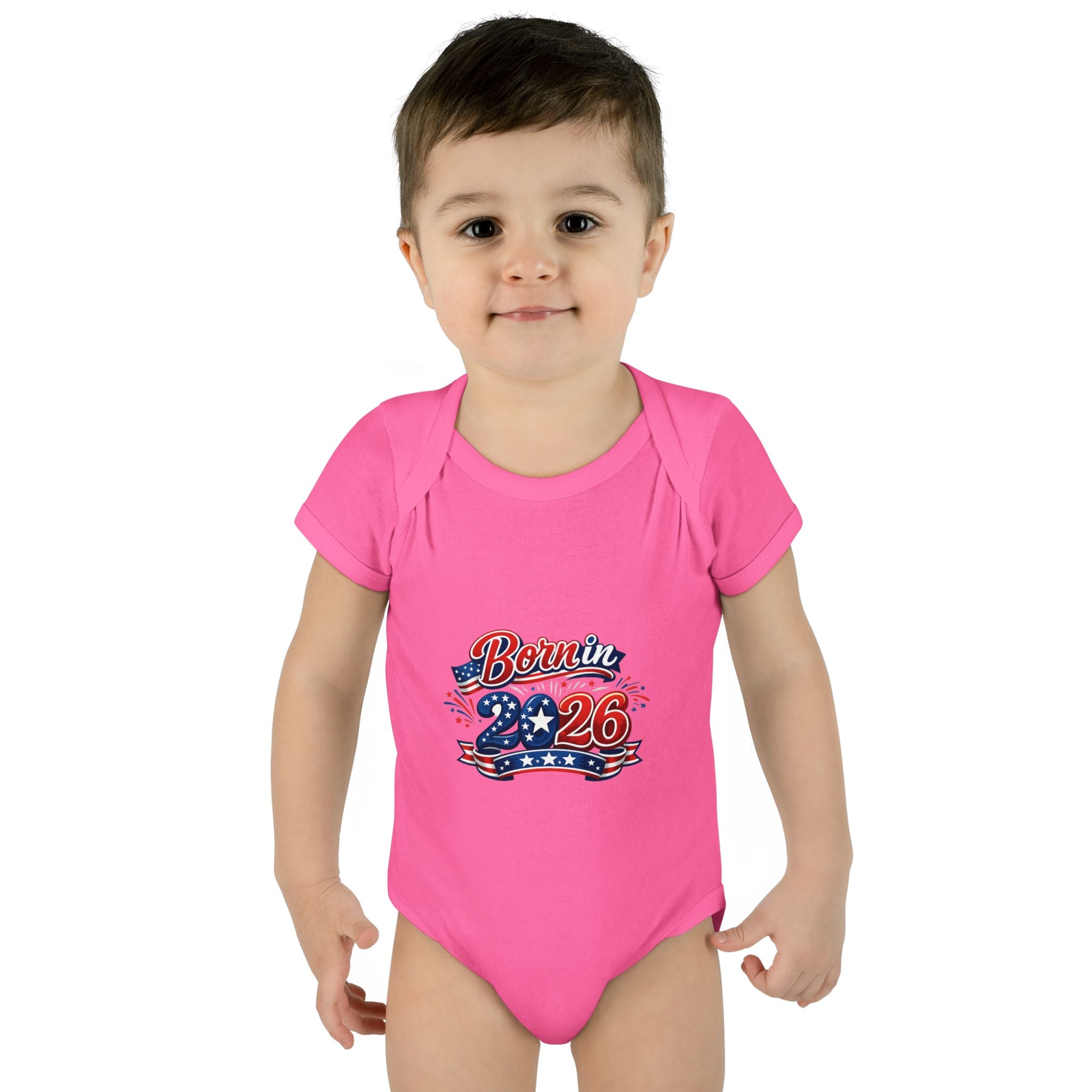 America 250 Born in 2026 Baby Bodysuit — Patriotic USA Infant Onesie