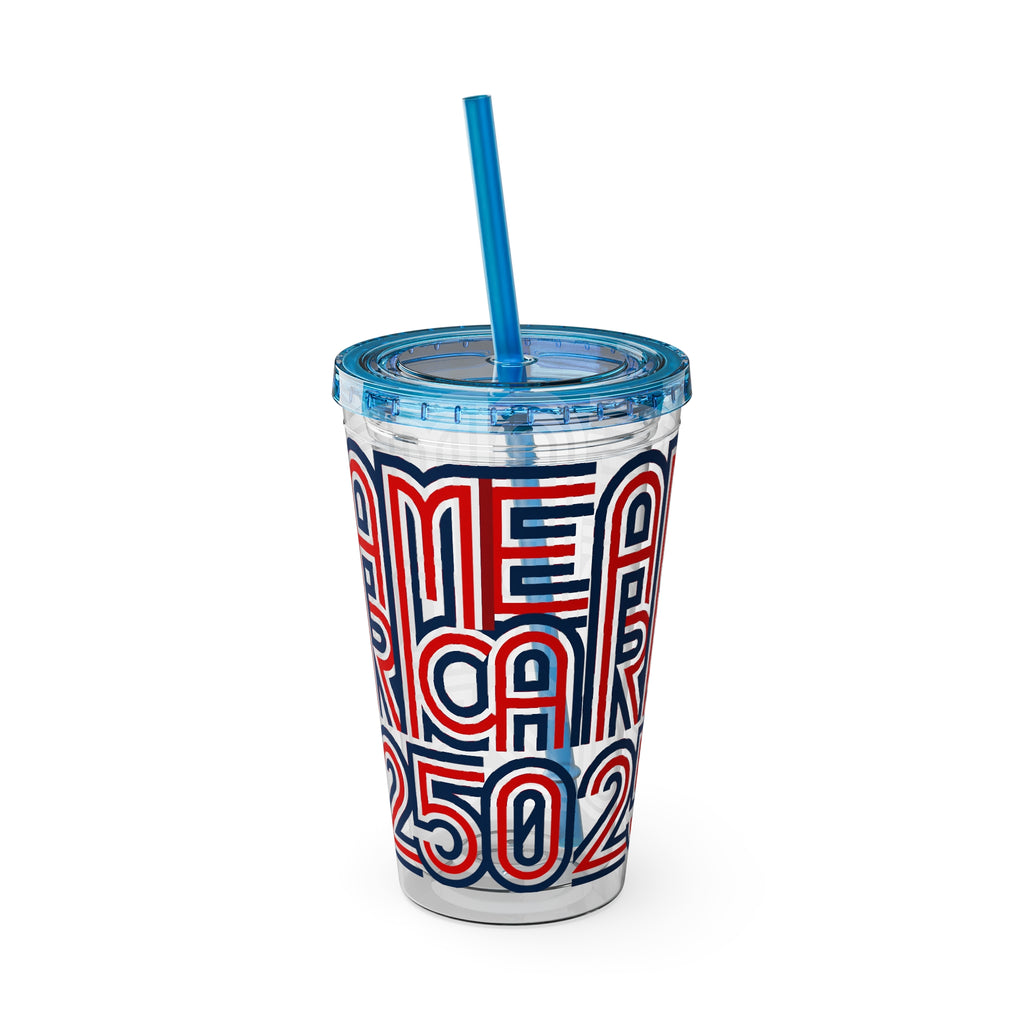America 250 Tumbler | Patriotic Red White Blue Straw Cup