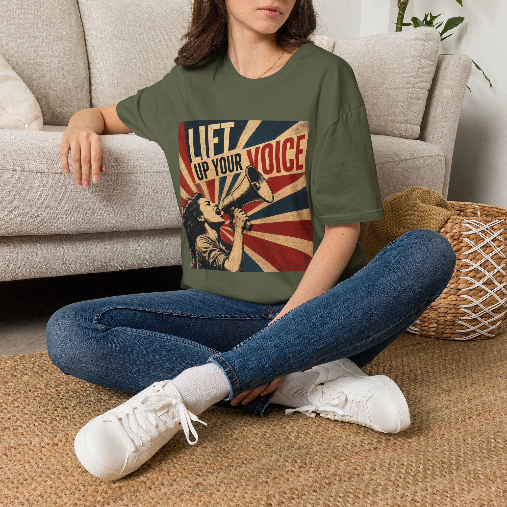 oryggy Originals Summer line Lift Up Your Voice T-Shirt — Retro Megaphone Protest Tee
