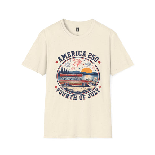 Natural cream variant of oryggy Fourth of July patriotic celebration t-shirt, clean seamless tubular knit streetwear apparel with a soft touch.