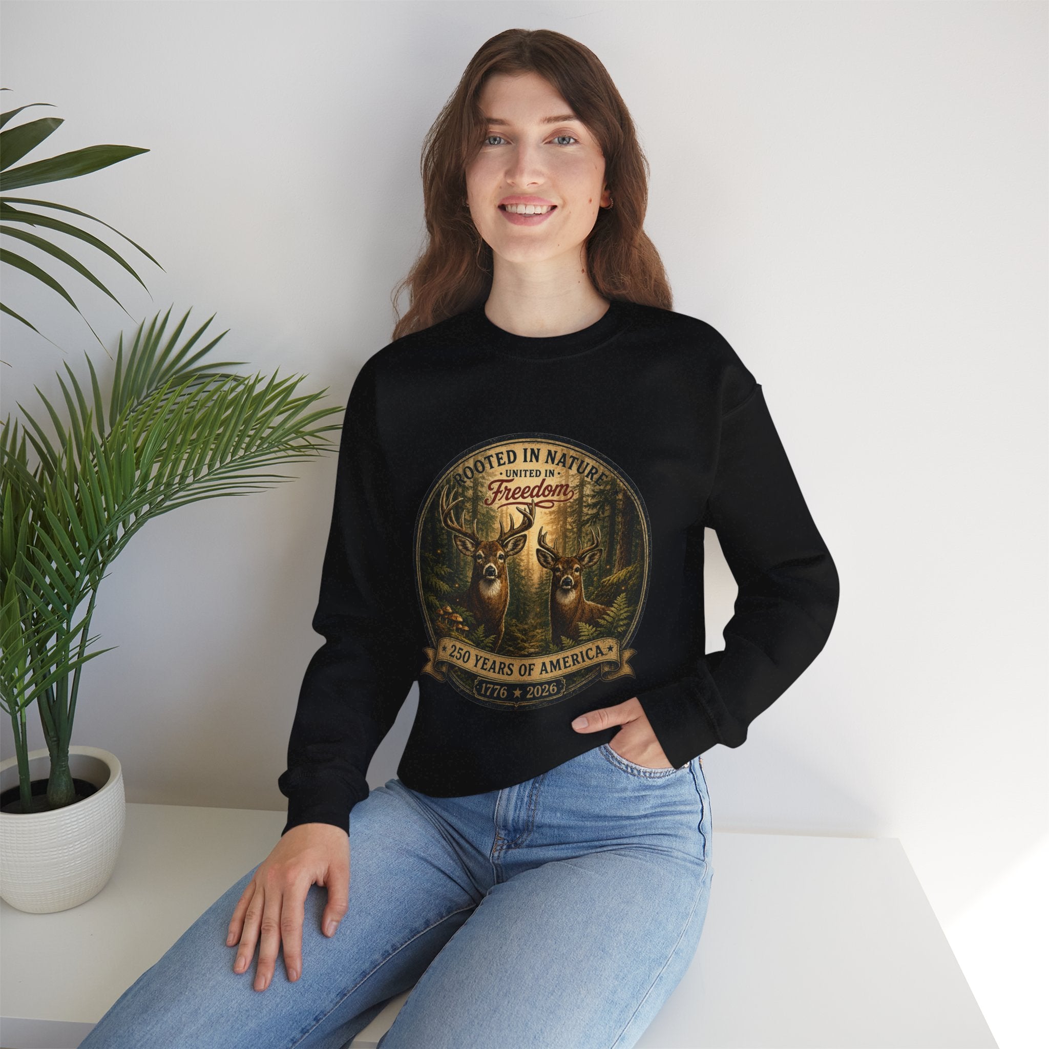 oryggy - america-250-unisex-heavy-blend™-crewneck-sweatshirt-rooted-in-nature - Vintage Patriotic Apparel
