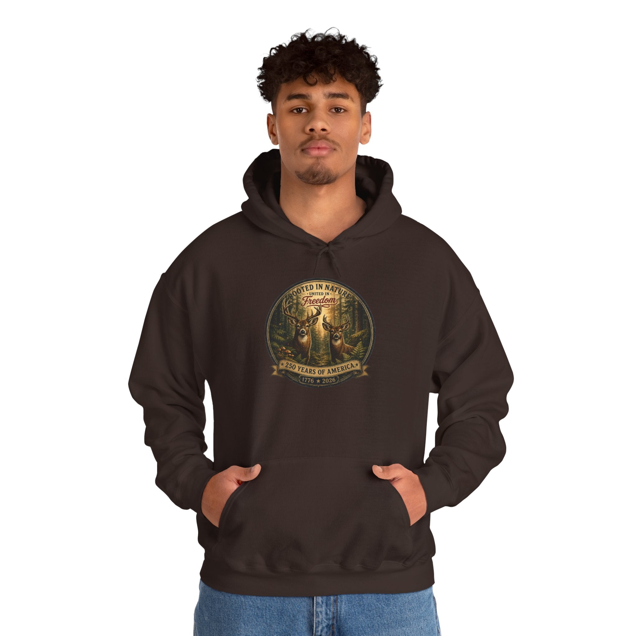 oryggy - america-250-unisex-heavy-blend™-hooded-sweatshirt-rooted-in-nature - Vintage Patriotic Apparel