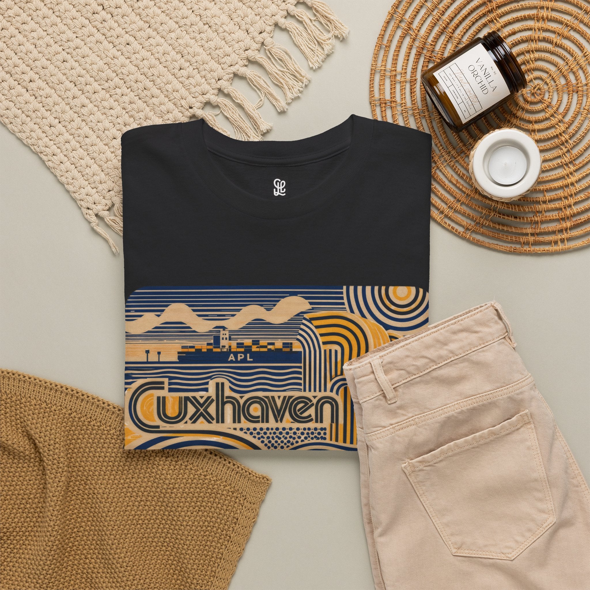 oryggy Originals Summer line Cuxhaven Retro Wave T‑Shirt — Vintage Coastal Graphic Tee