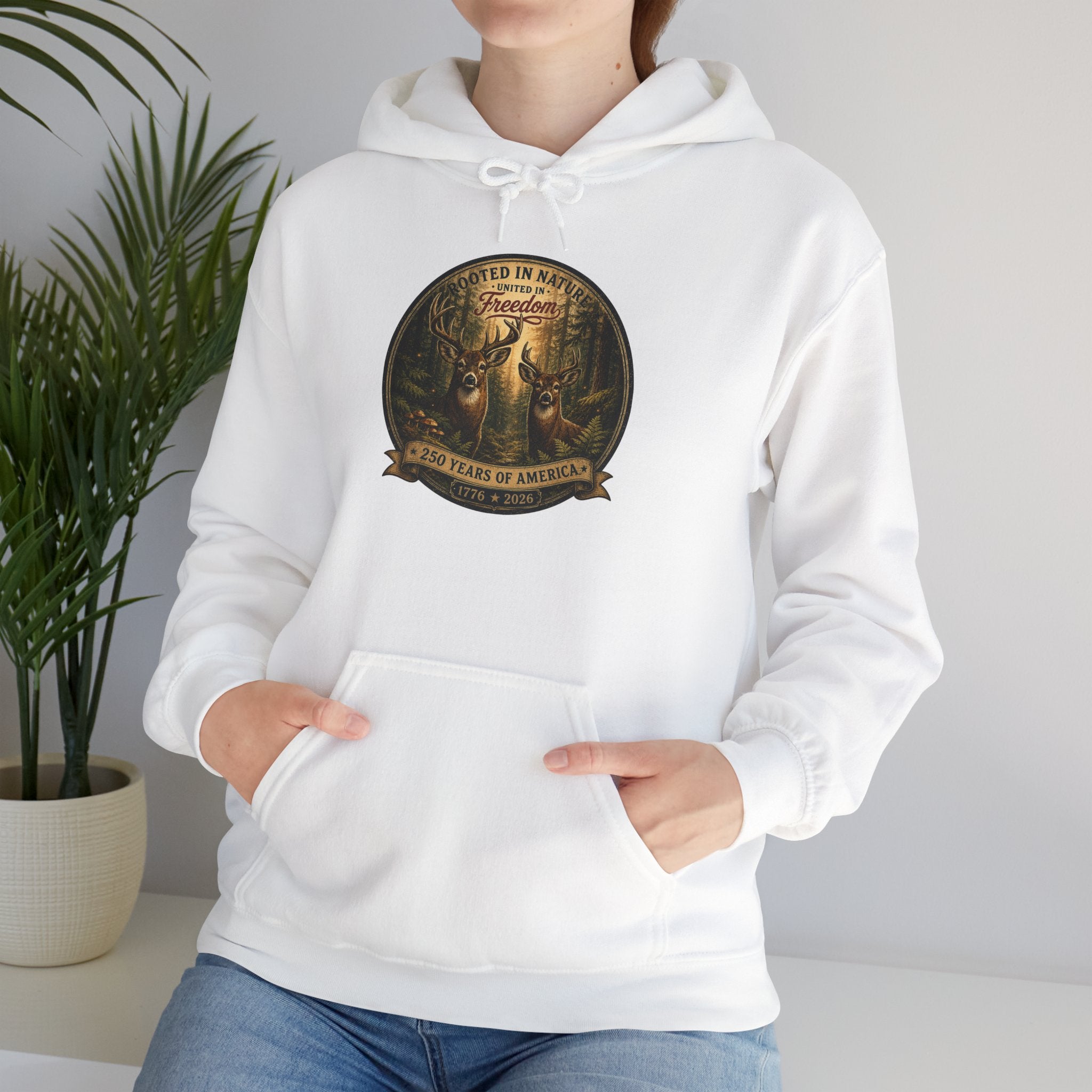 oryggy - america-250-unisex-heavy-blend™-hooded-sweatshirt-rooted-in-nature - Vintage Patriotic Apparel