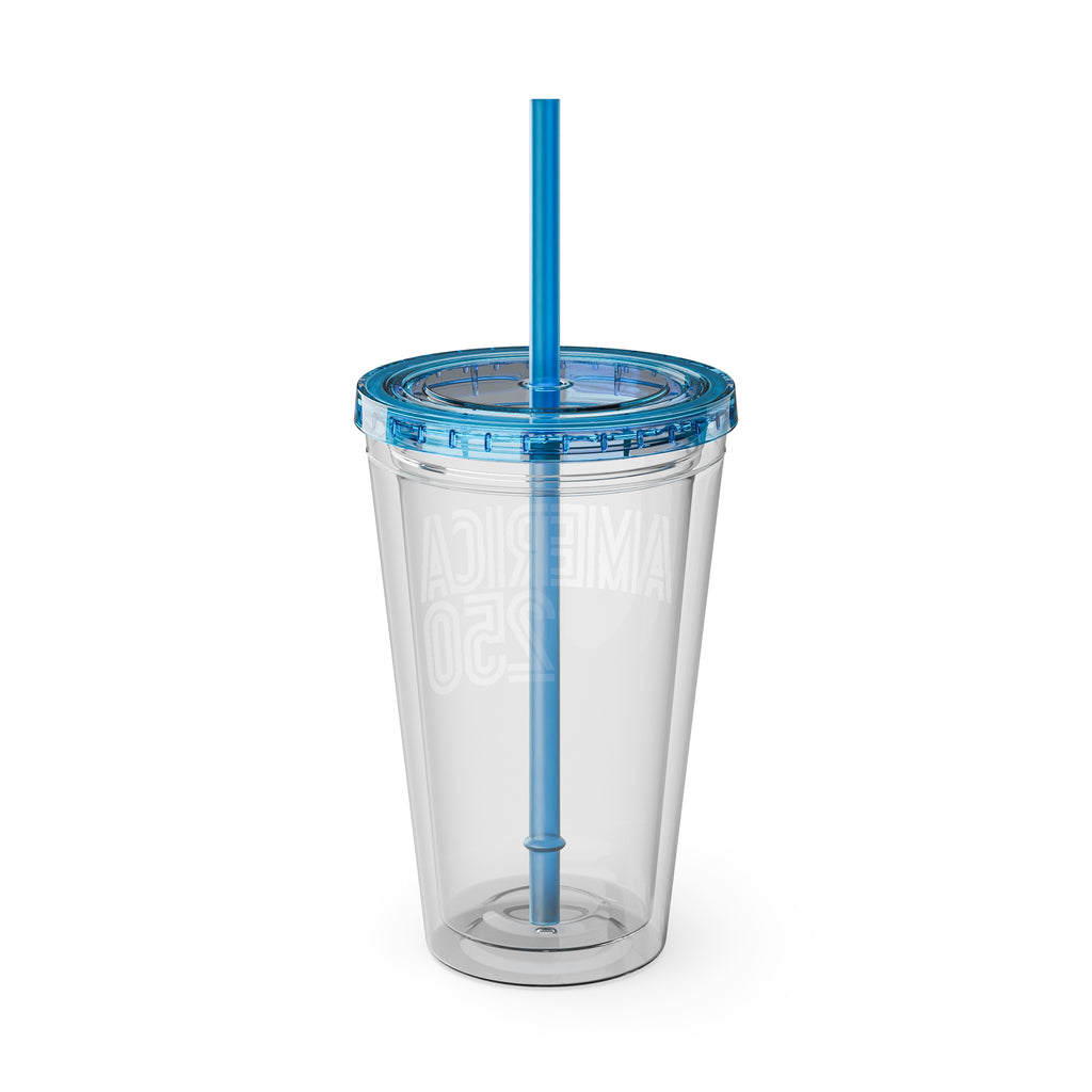 America 250 Tumbler | 16oz Clear Straw Cup