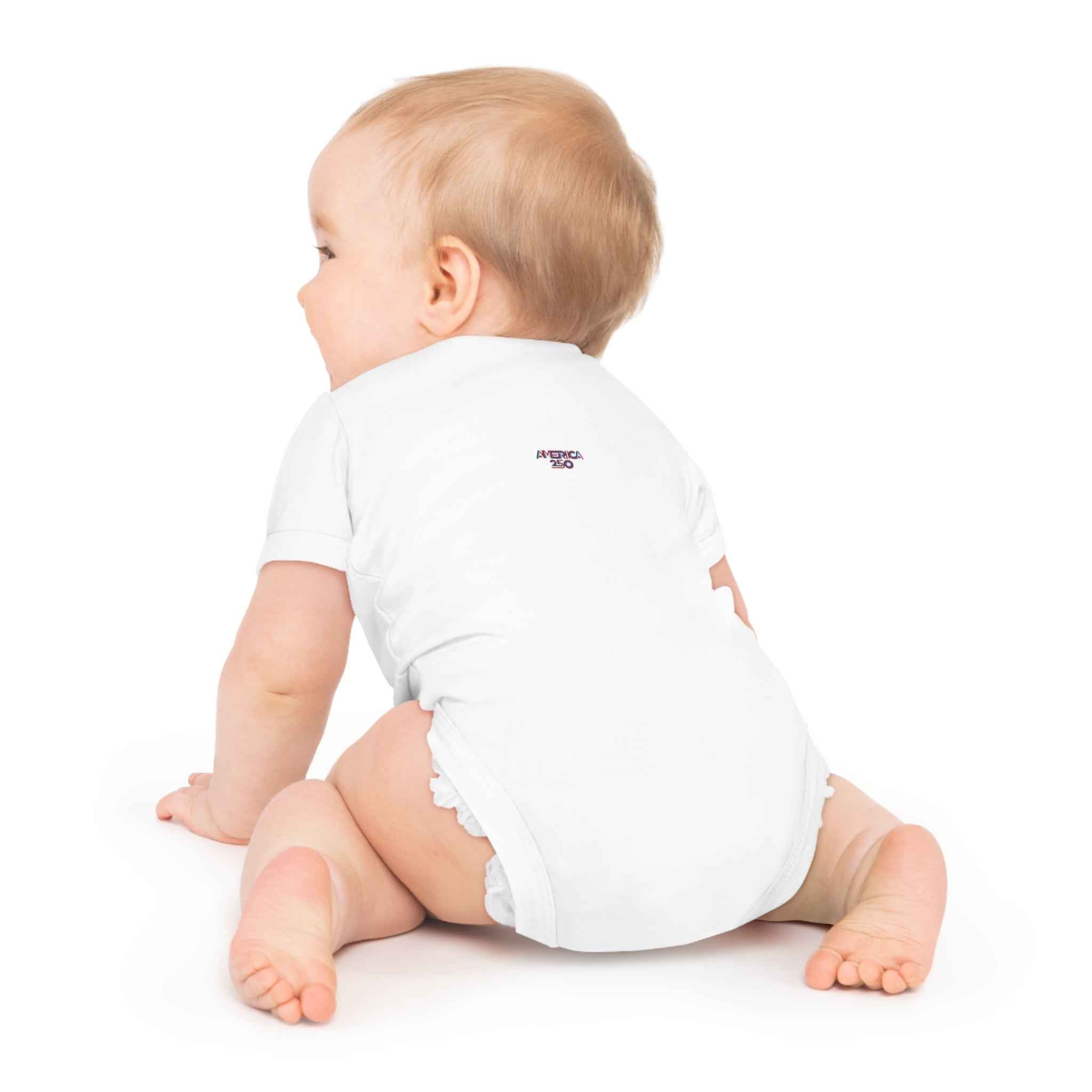 America 250 Baby Bodysuit — Retro Red & Blue Independence Day Onesie