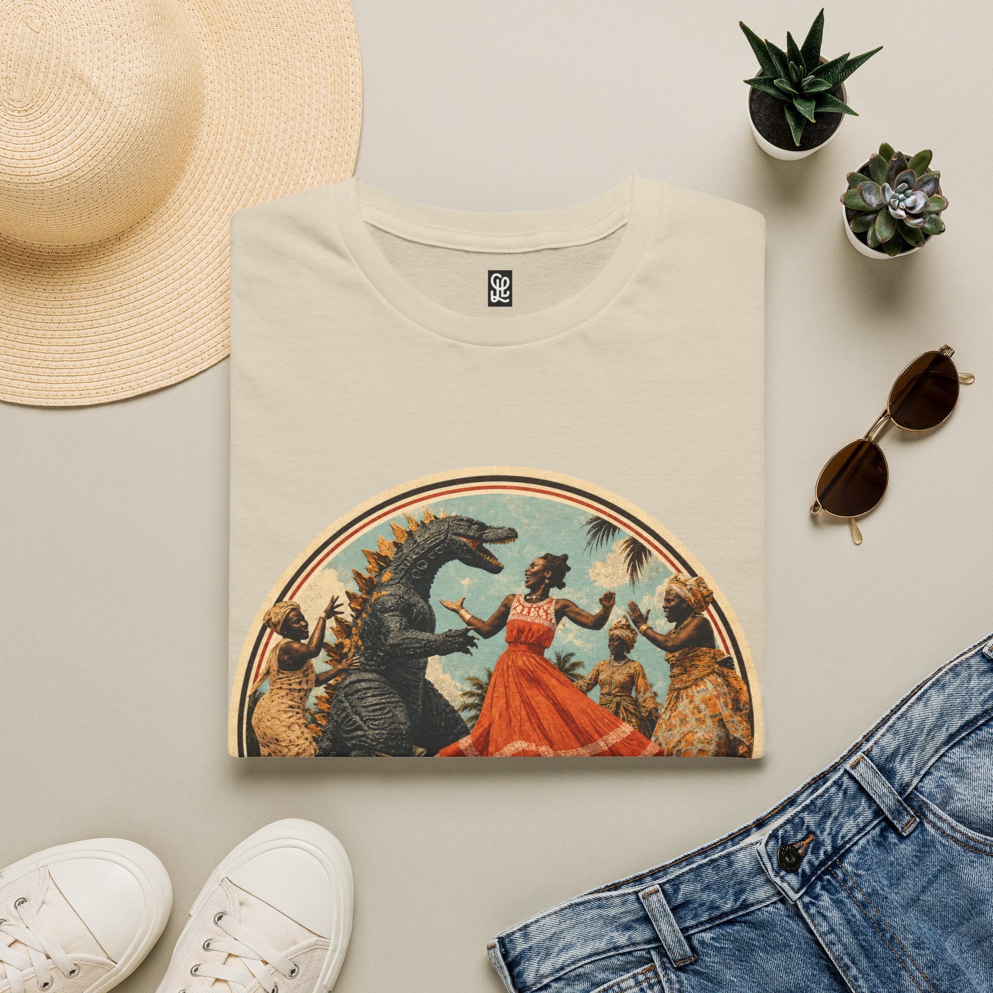 oryggy Originals Summer line Retro Dance Godzilla T-Shirt — Vintage 'Lasst uns tanzen' Graphic