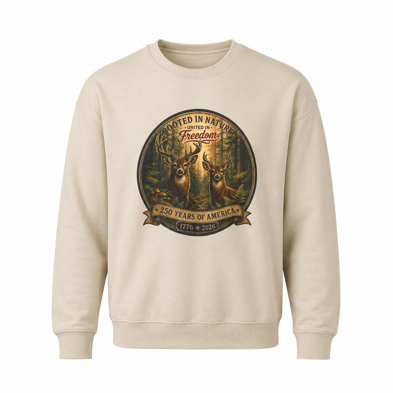 oryggy - america-250-unisex-heavy-blend™-crewneck-sweatshirt-rooted-in-nature - Vintage Patriotic Apparel