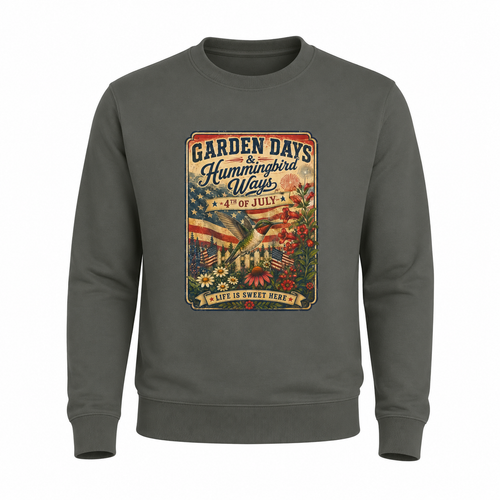 oryggy - america-250-garden-days-summer-sweatshirt-sweet-summer-wings-vintage-floral-4th-of-july-crewneck - Vintage Patriotic Apparel