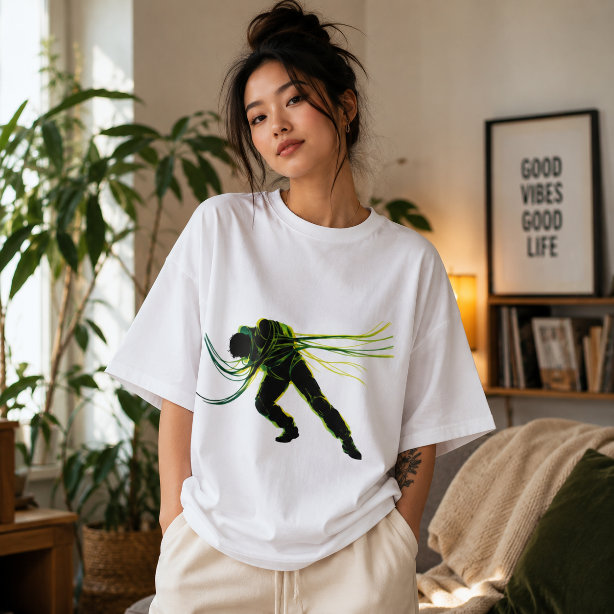 oryggy Originals Summer line green-yellow Oversized cotton t-shirt